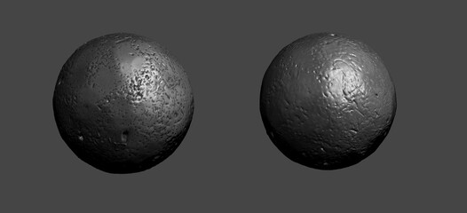 3D render from Zbrush of two metallic balls