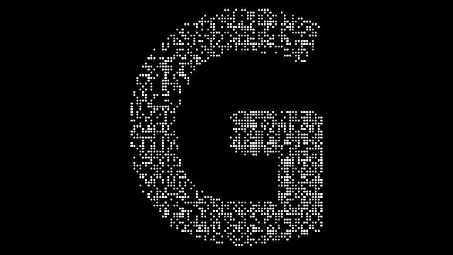 Twisting Digital Grid Alphabet Letter G Animation