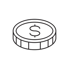 Coin vector icon. Casino coins sign. Casino chips icon. Money flat sign design. Illustration of coin line icon. Linear flat cent coin symbol pictogram. UX UI icon