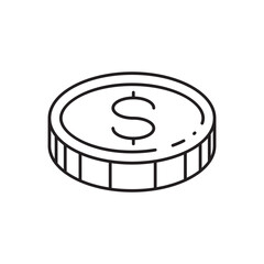 Coin vector icon. Casino coins sign. Casino chips icon. Money flat sign design. Illustration of coin line icon. Linear flat cent coin symbol pictogram. UX UI icon