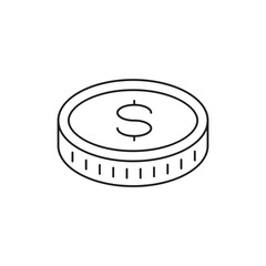 Coin vector icon. Casino coins sign. Casino chips icon. Money flat sign design. Illustration of coin line icon. Linear flat cent coin symbol pictogram. UX UI icon