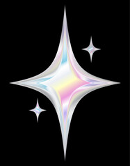 Y2k Chrome star element silver rainbow 3d simple star