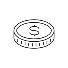 Coin vector icon. Casino coins sign. Casino chips icon. Money flat sign design. Illustration of coin line icon. Linear flat cent coin symbol pictogram. UX UI icon