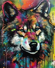 Surreal portrait of a wolf in a watercolor style..Created with generative AI