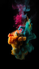 Abstract Colorful smoke on a black background