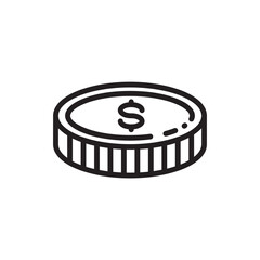 Coin vector icon. Casino coins sign. Casino chips icon. Money flat sign design. Illustration of coin line icon. Linear flat cent coin symbol pictogram. UX UI icon