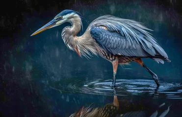 Foto op Plexiglas a heron shows how it reflects on water, generative ai © VicenSanh