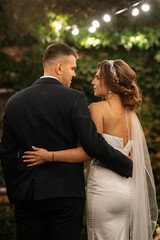 portrait of a young couple of bride and groom on their wedding day