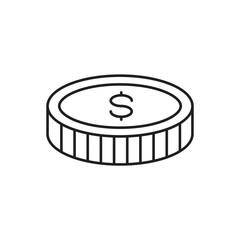 Coin vector icon. Casino coins sign. Casino chips icon. Money flat sign design. Illustration of coin line icon. Linear flat cent coin symbol pictogram. UX UI icon