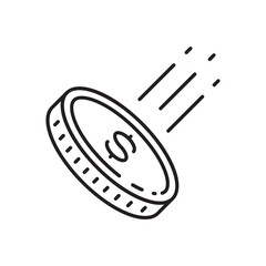 Coin vector icon. Casino coins sign. Casino chips icon. Money flat sign design. Illustration of coin line icon. Linear flat cent coin symbol pictogram. UX UI icon