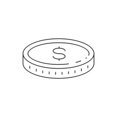 Coin vector icon. Casino coins sign. Casino chips icon. Money flat sign design. Illustration of coin line icon. Linear flat cent coin symbol pictogram. UX UI icon