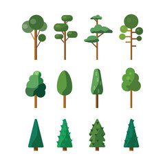 Set of original trees of different species isolated on white background. Vector illustration. EPS10