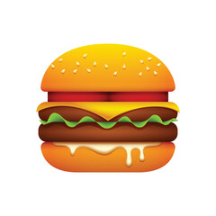 Hamburger fast food illustration. Fat snack clipart.