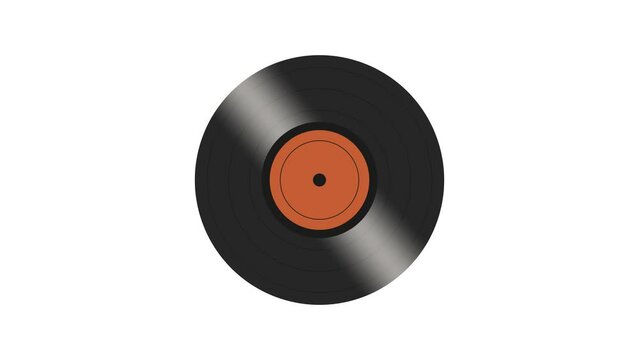 Vinyl rotating on white background. Recording and playing music.