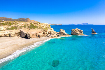 The beach of Triopetra with turquoise sea in Southern Crete, Greece