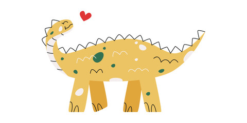 Flat hand drawn vector illustration of scelidosaurus dinosaur