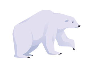 Sad going polar bear flat style, vector illustration