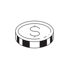 Coin vector icon. Casino coins sign. Casino chips icon. Money flat sign design. Illustration of coin line icon. Linear flat cent coin symbol pictogram. UX UI icon