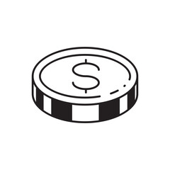 Coin vector icon. Casino coins sign. Casino chips icon. Money flat sign design. Illustration of coin line icon. Linear flat cent coin symbol pictogram. UX UI icon