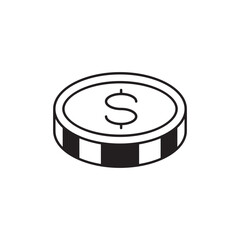 Coin vector icon. Casino coins sign. Casino chips icon. Money flat sign design. Illustration of coin line icon. Linear flat cent coin symbol pictogram. UX UI icon