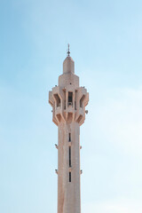 King Abdullah mosque minaret  in Amman, Jordan. Blue mosque. 