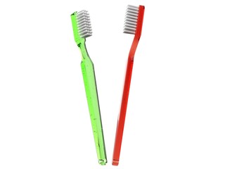 Brand new red and green toothbrushes