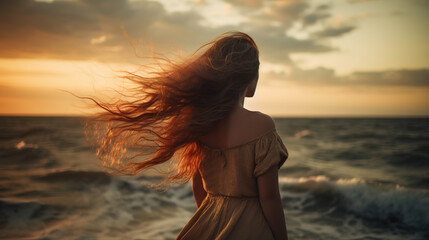 Woman near sea