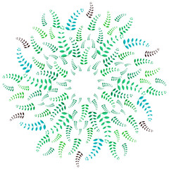 Geometric flower design in green tones