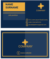 Obraz na płótnie Canvas Business card design in blue and golden color.