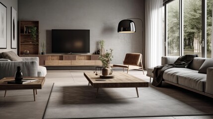 Fototapeta na wymiar Modern luxury home interor, minimalistic design. AI generated