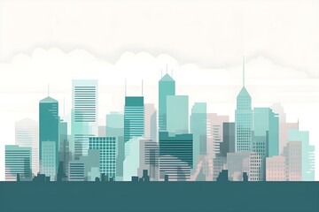 Fototapeta na wymiar Minimalist illustration of city skyline AI-Generated image
