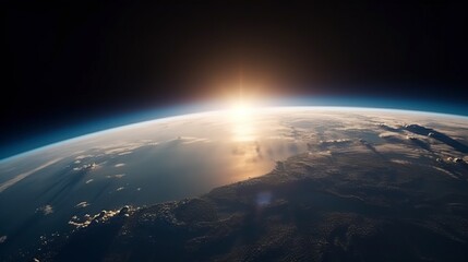 Fototapeta na wymiar illustration, aerial view curvature of planet earth ,ai generative
