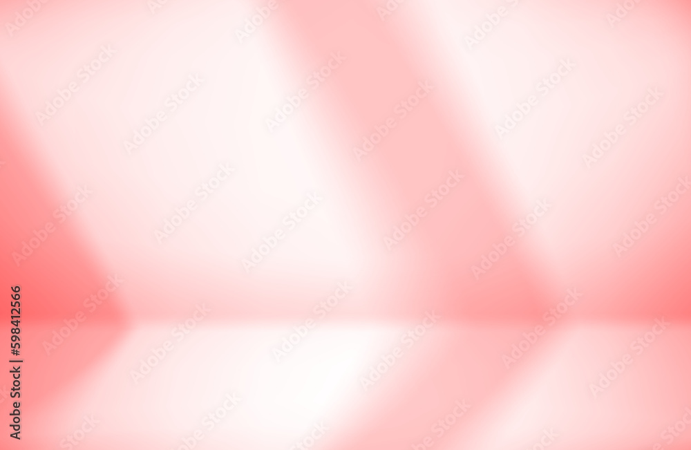 Poster Bright red room with sunlight from the window. Showcase with shadow overlay effect