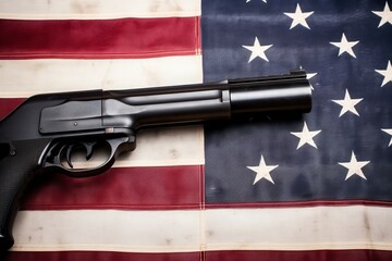 illustration, shotgun and american flag, ai generative