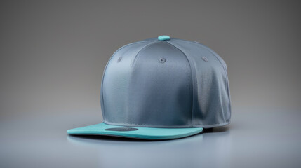 Blue snapback on a grey background. Mock up design.