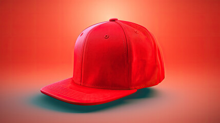 Red snapback on a red background. Mock up design.