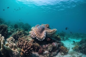 illustration, octopus swimming underwater, ai generative