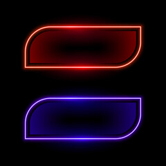 Neon rectangle frame or neon lights horizontal sign. Abstract background, tunnel, portal. Geometric glow outline shape or laser glowing lines. glow border shapes isolated on black background.