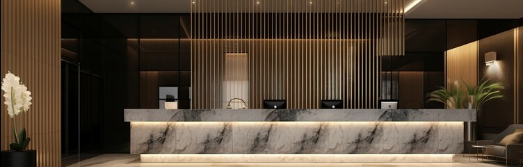 illustration, luxurious and contemporary lobby and interior space,website header, ai generative