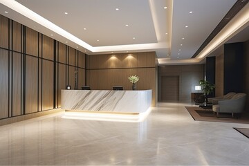 Obraz premium illustration, luxurious and contemporary lobby and interior space, ai generative