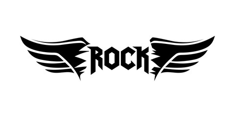 Rock N Roll Music Winged Vector Graphic Symbol - obrazy, fototapety, plakaty