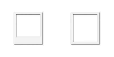 Empty white photo frame with shadow. Vector illustration.