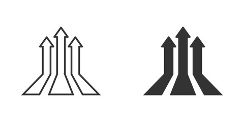 Three up arrows icon. Vector illustration.