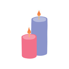 Cartoon Color Aromatherapy Concept Different Wax Candle Set Flat Design Style. Vector illustration of Aroma Therapy