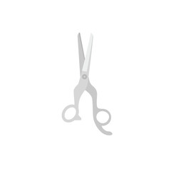 Professional scissors for haircut, flat vector illustration isolated on white background.
