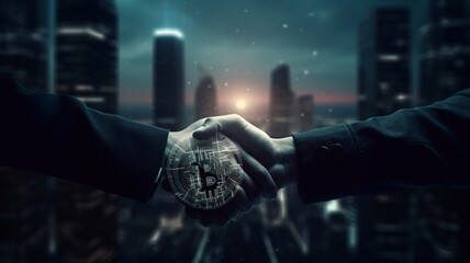A handshake from business men. Generative AI.