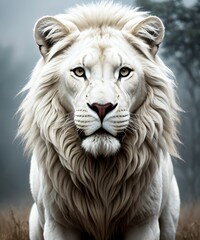 unique beautiful white lion