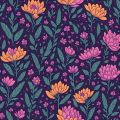 eamless patterns of flowers and trees, rainbow themed, repeating patterns design, fabric art, flat illustration, rainbow-core, highly detailed clean, vector image