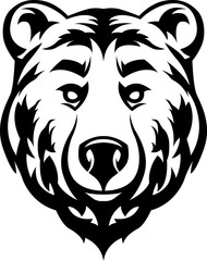 Head of bear. Abstract character illustration. Graphic logo design template for emblem. Image of portrait.