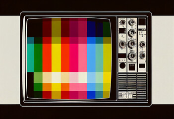 Vintage Television Set with Off-Air Test Patter - Generative Ai